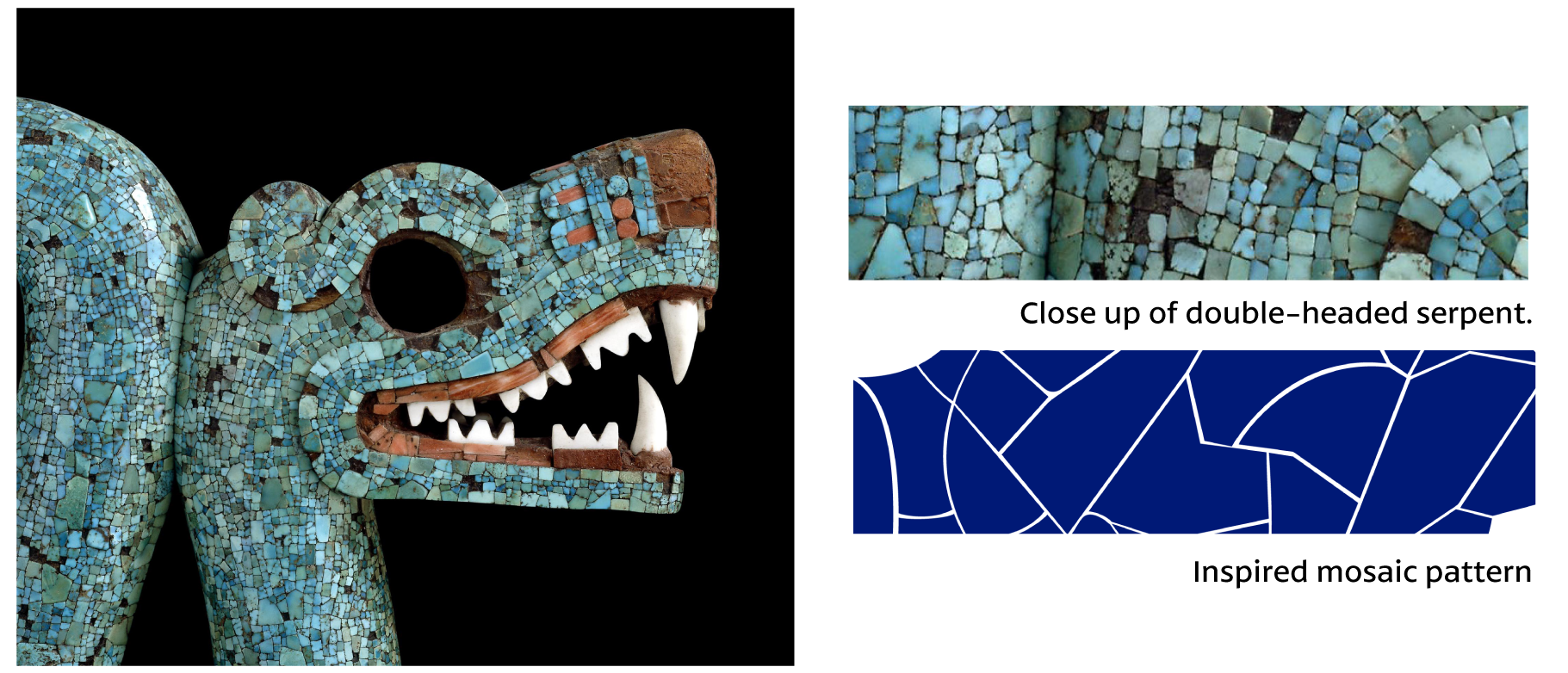 Double-headed serpent mosaic artifact
